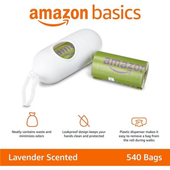Dog Poop Bags With Dispenser and Leash Clip, Lavender Scented, 540 Count,36 Pack - Picture 4 of 6